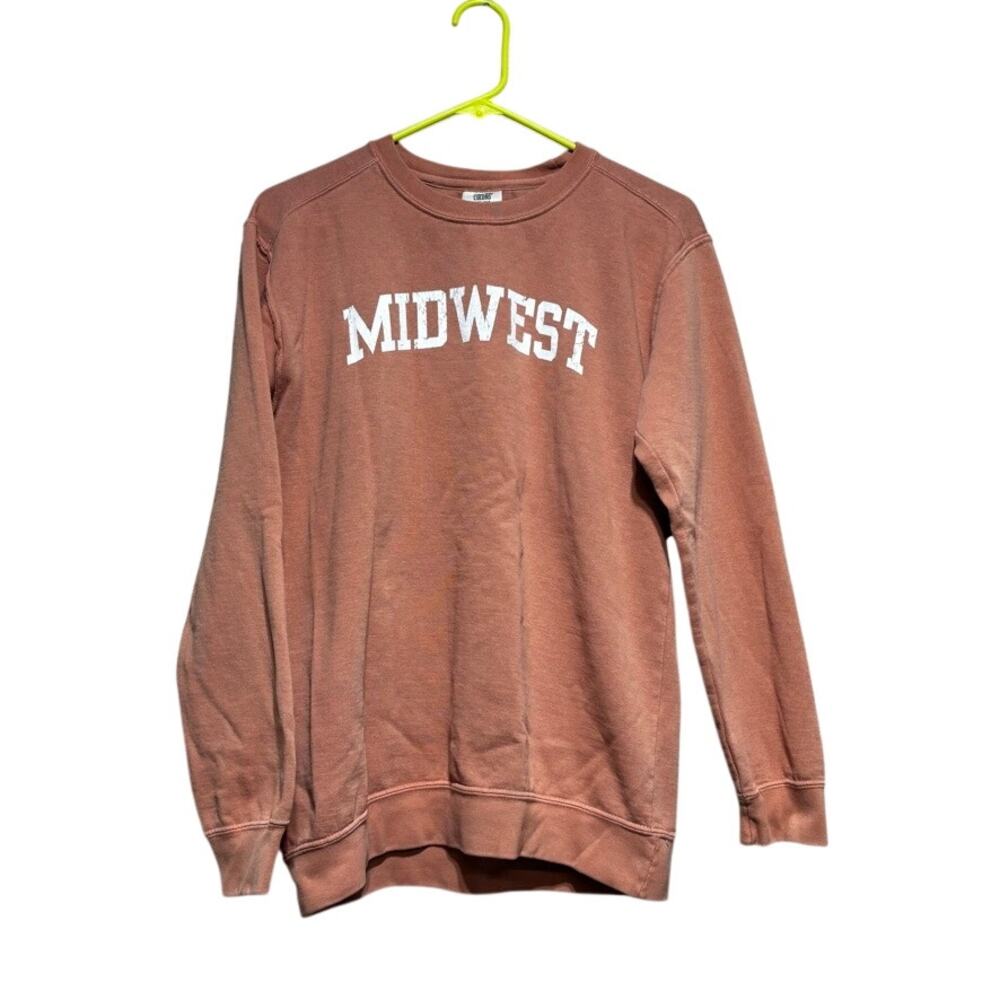 Comfort Colors Unisex Midwest Burnt Orange Sweatshirt Pullover Size S